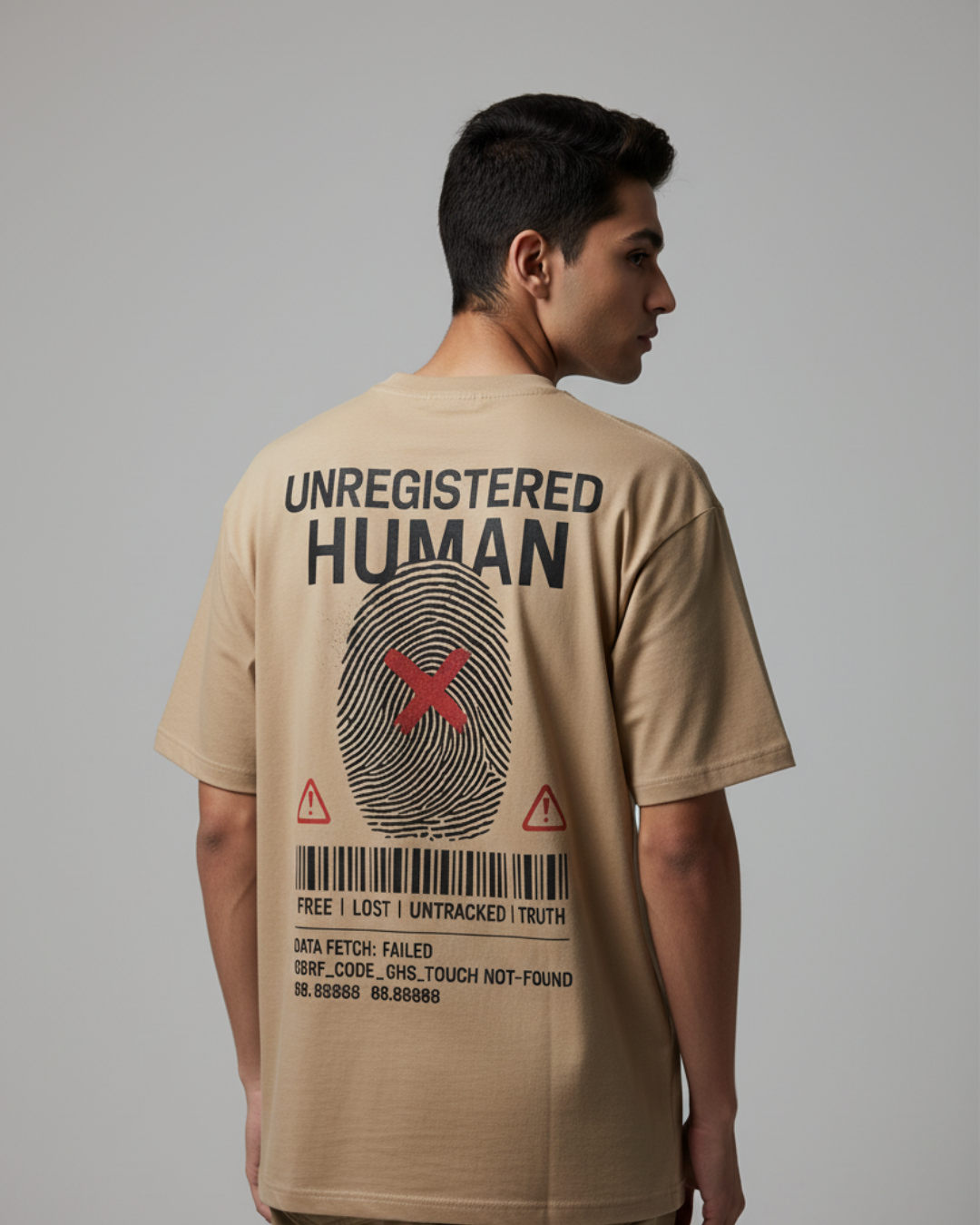 Untracked Human - Tan Oversized T-shirt