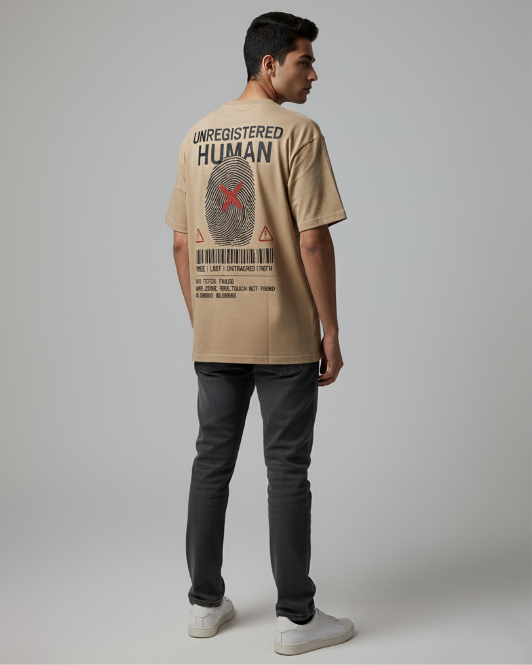 Untracked Human - Tan Oversized T-shirt
