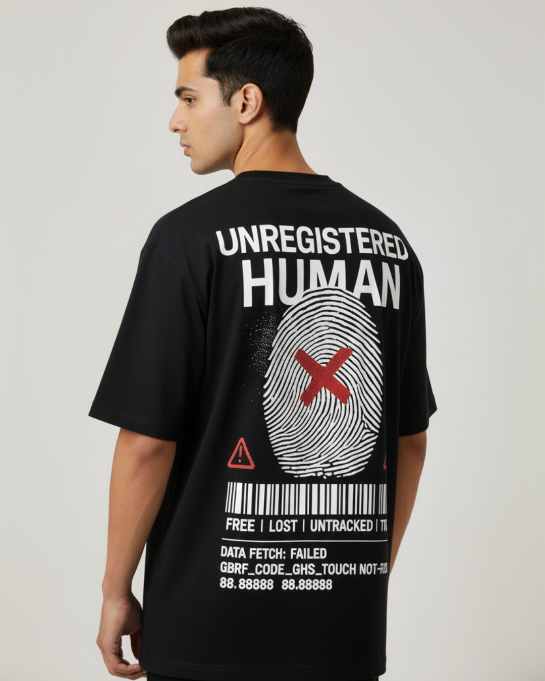Untracked Human - Black Oversized T-shirt
