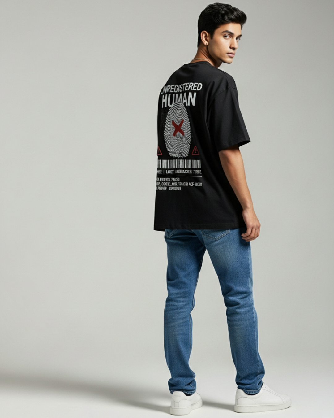 Untracked Human - Black Oversized T-shirt