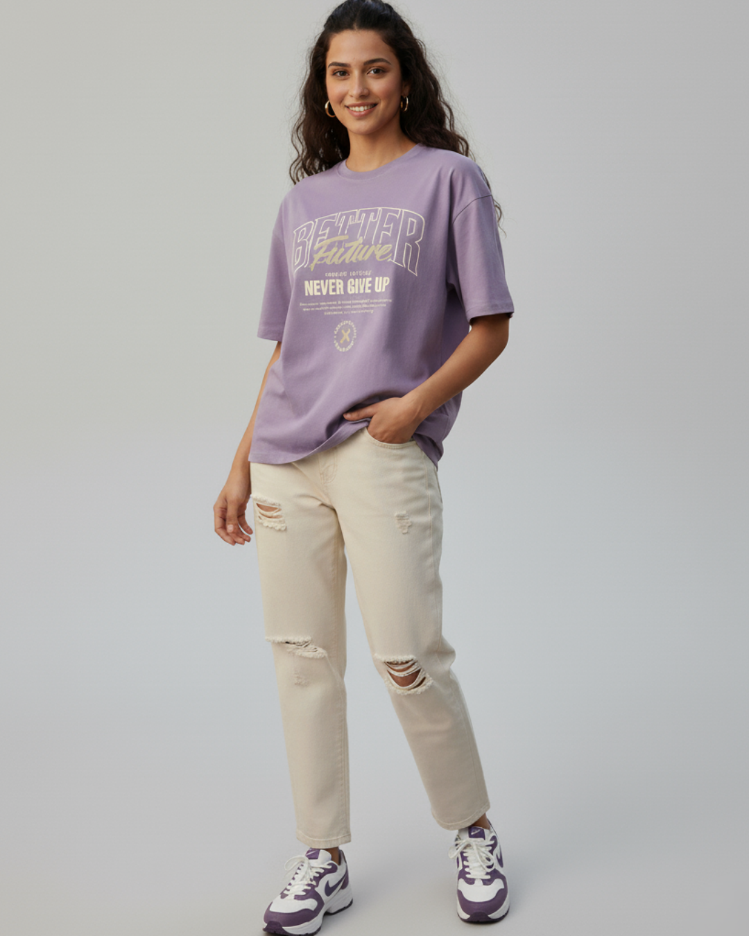 Better Future Oversized Graphic T-Shirt Lavender