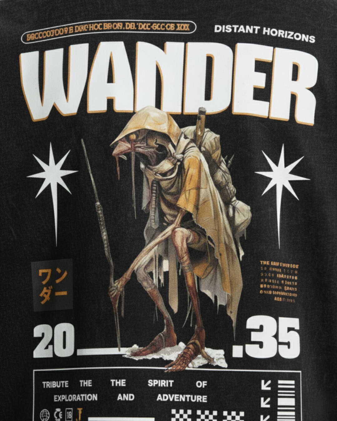 WANDER Oversized T-Shirt Black Acid Wash