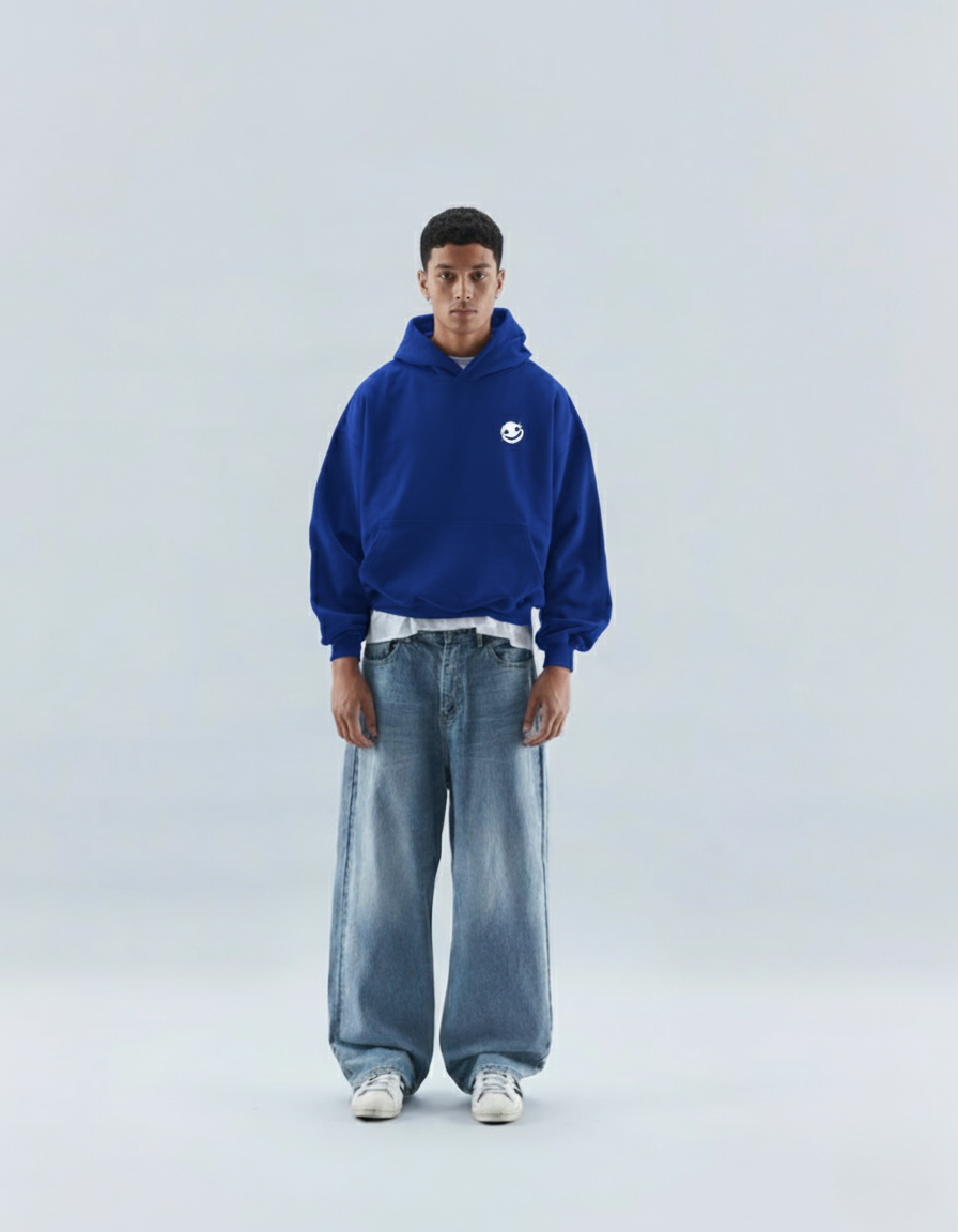 Have a Nice Day' Smiley Graphic Hoodie - Royal Blue