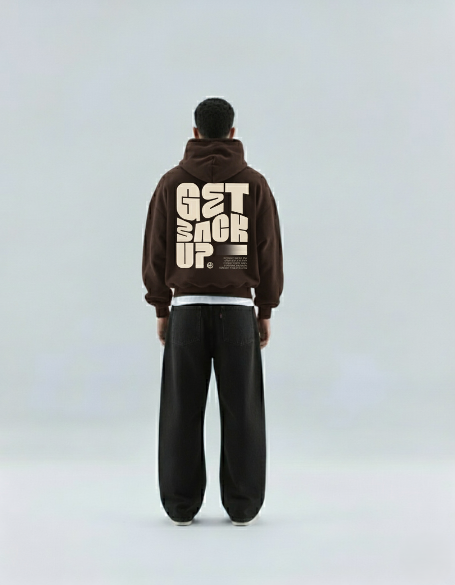 Get Back Up Oversized Chocolate Brown Hoodie