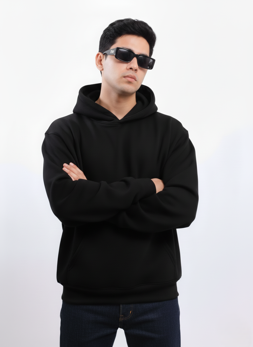 Bare Code Matte Black Oversize Hoodie