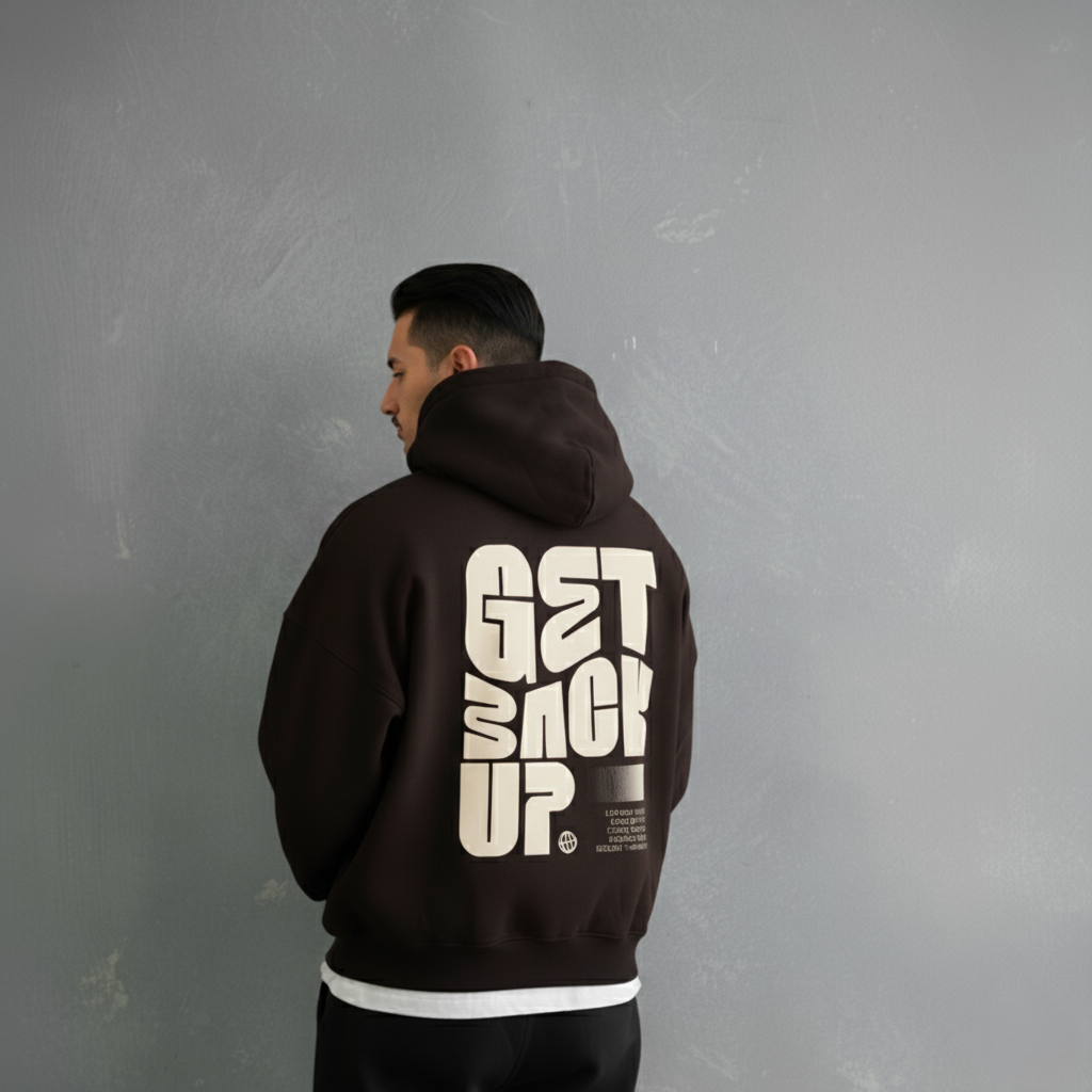 Get Back Up Oversized Chocolate Brown Hoodie