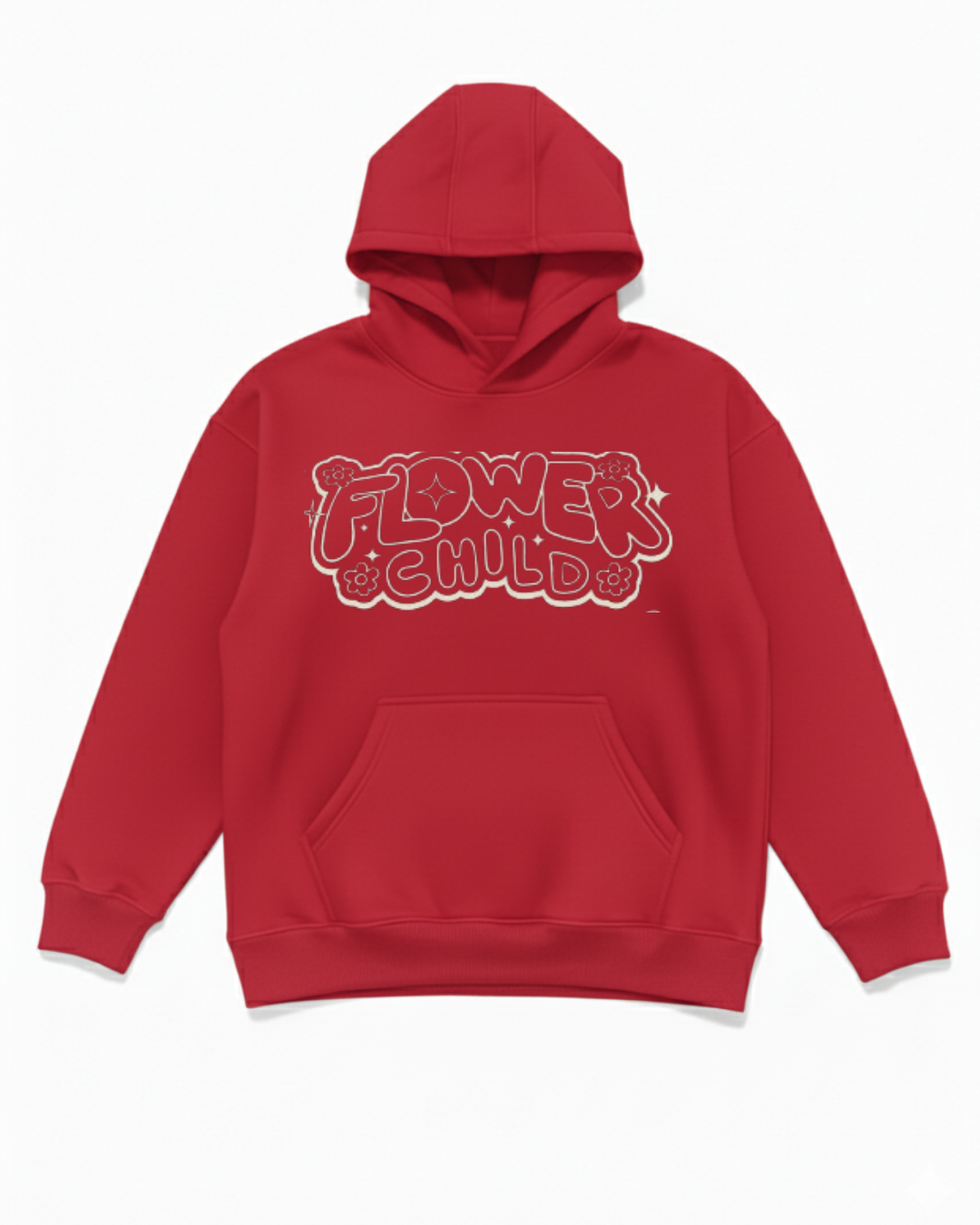 The Flower Child Vibe: Oversized Red Hoodie