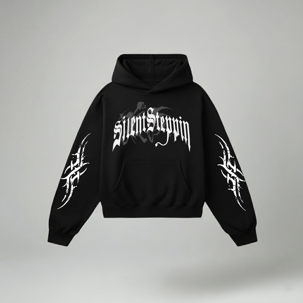 Silent Steppin'' Gothic Tribal Graphic Hoodie