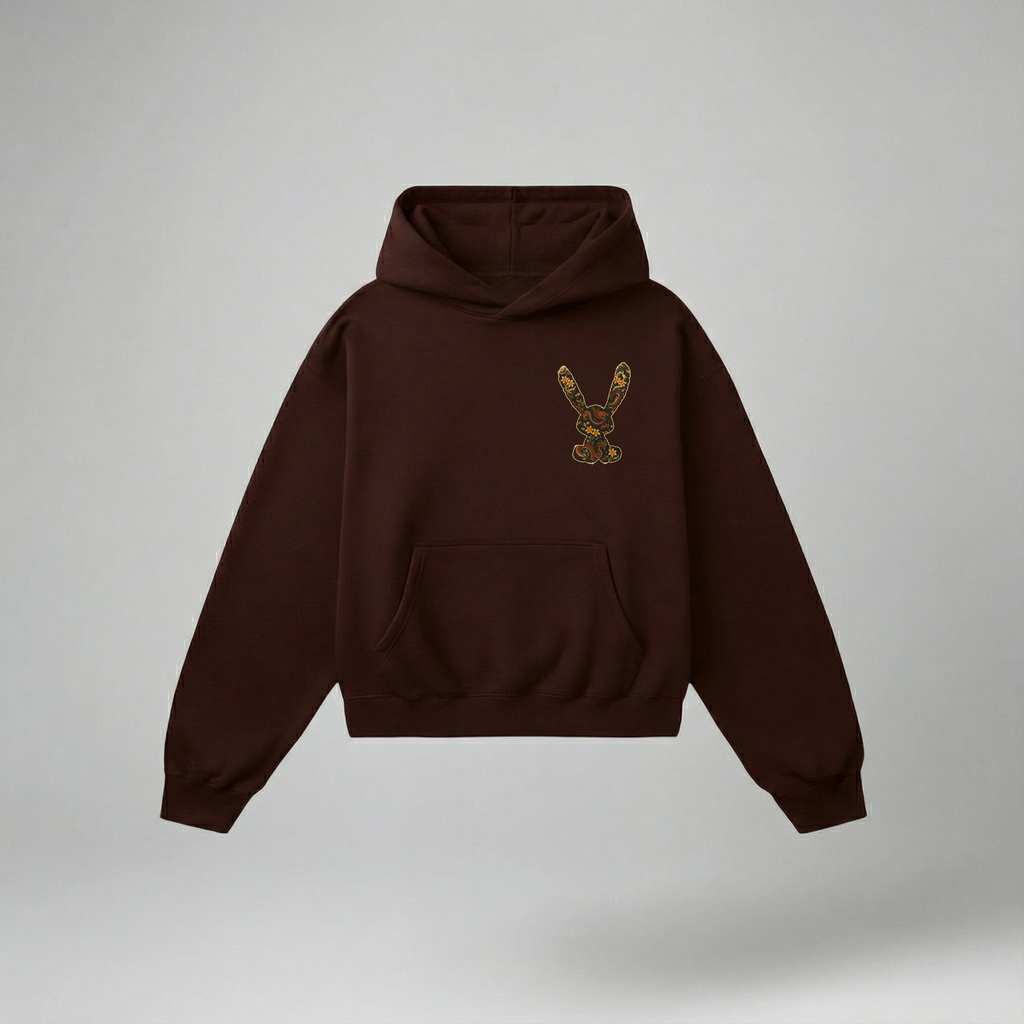 Rabbit's Reverie: Premium Brown Oversized Hoodie