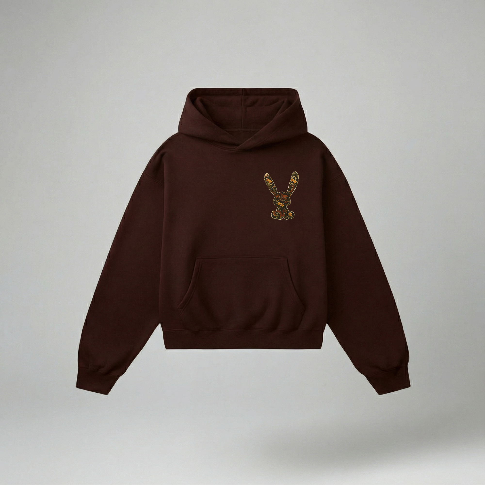 Rabbit's Reverie: Premium Brown Oversized Hoodie