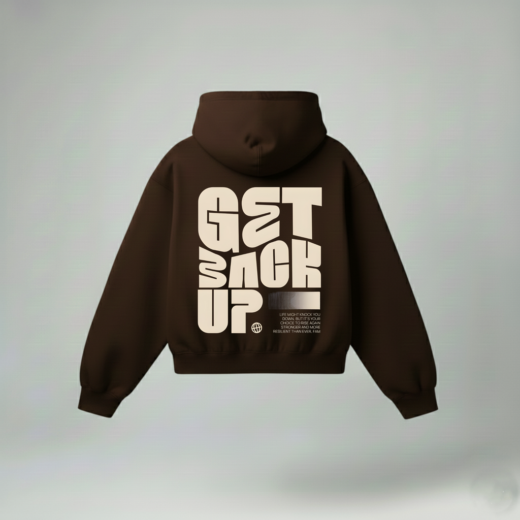 Get Back Up Oversized Chocolate Brown Hoodie