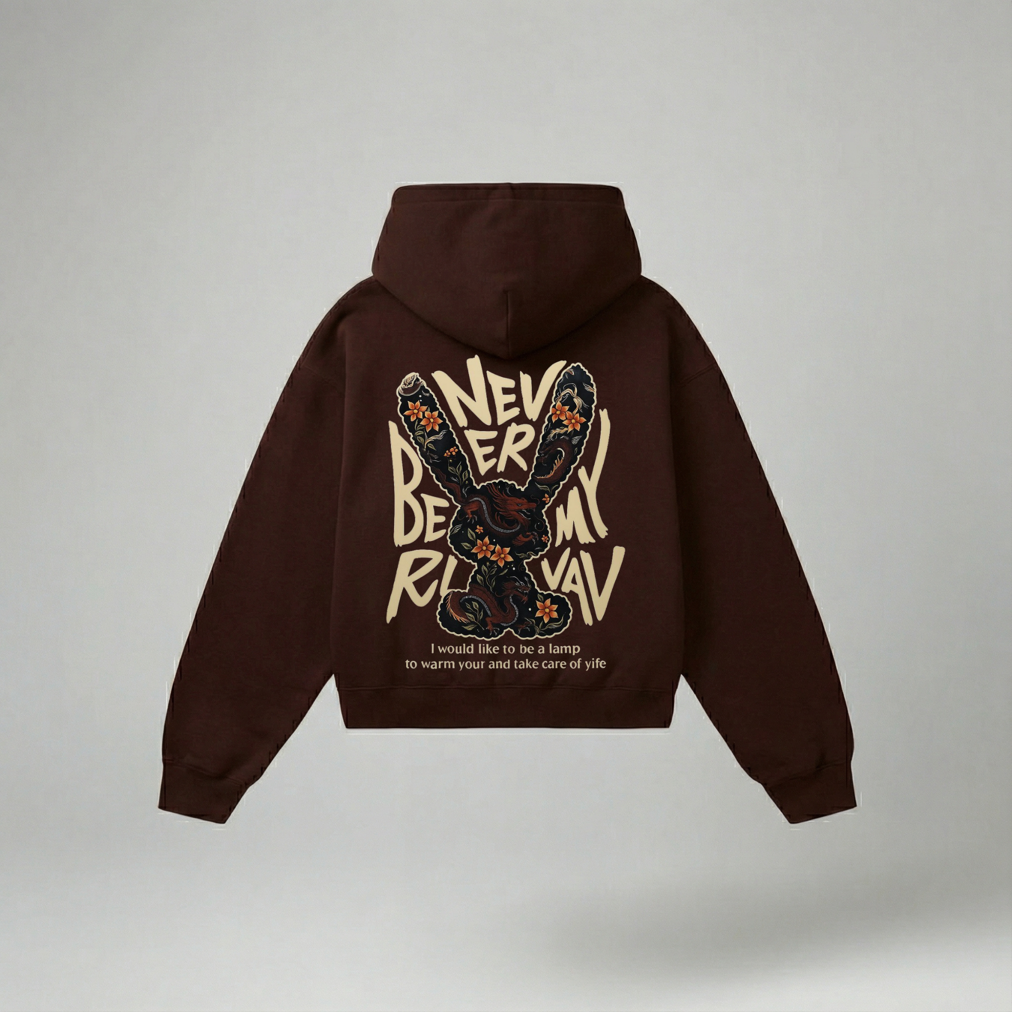 Rabbit's Reverie: Premium Brown Oversized Hoodie