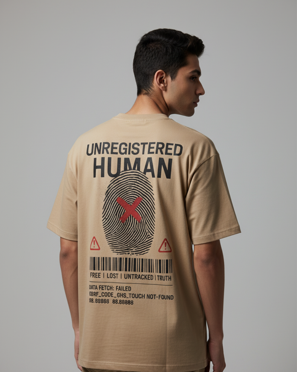 Untracked Human - Tan Oversized T-shirt
