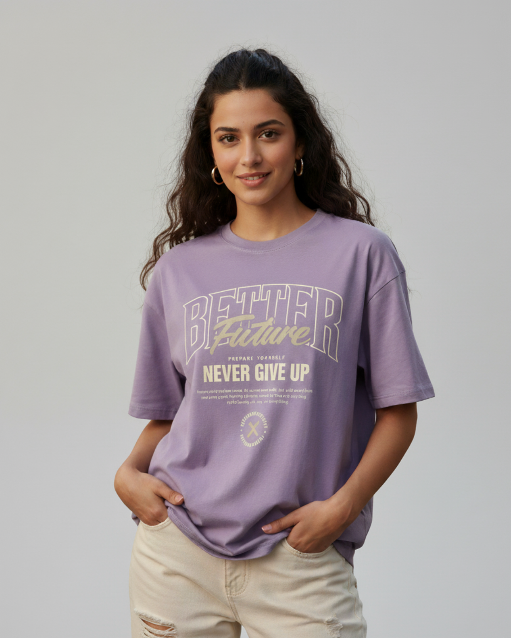 Better Future Oversized Graphic T-Shirt Lavender