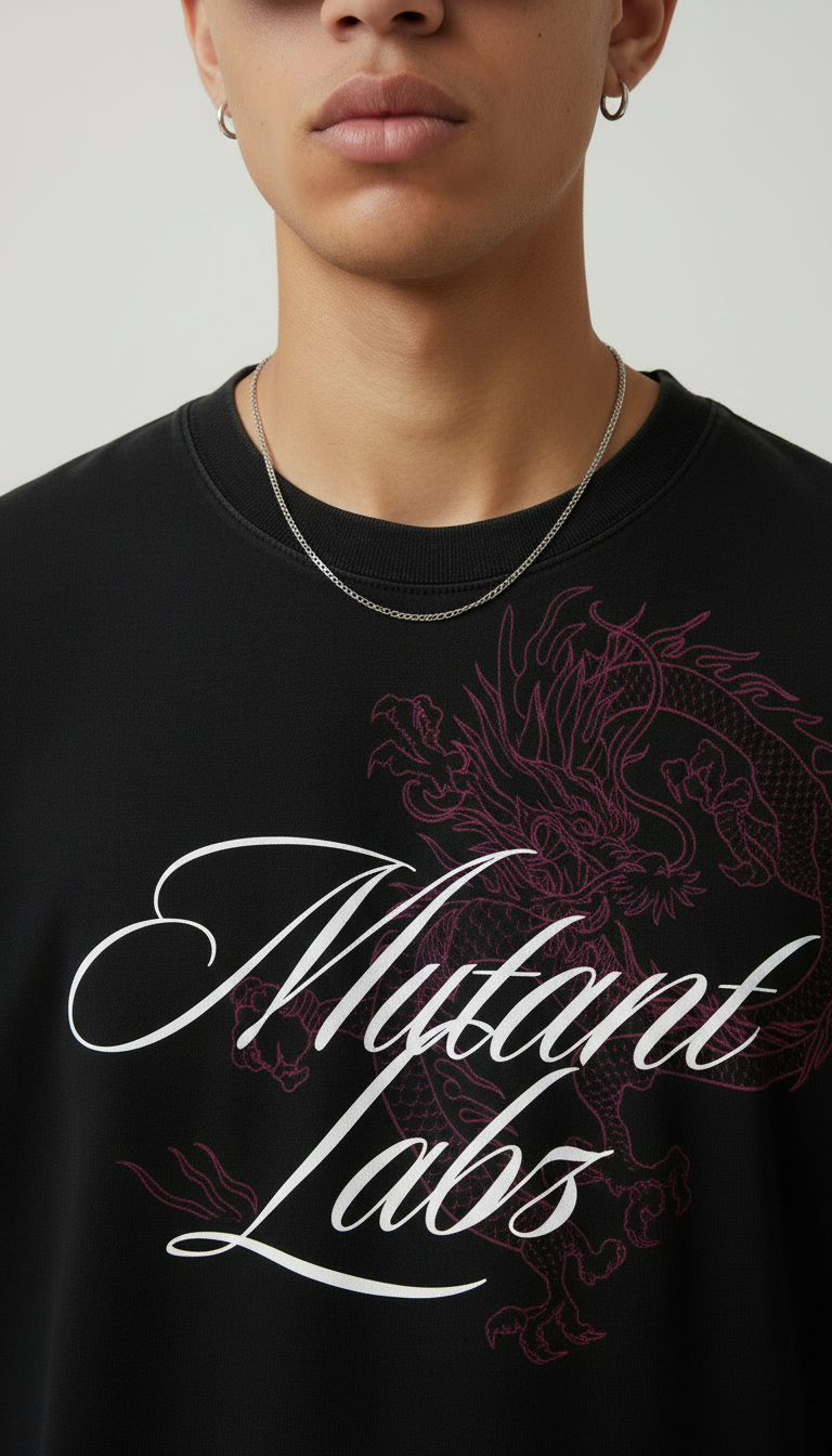 Dragon Script Oversized T-Shirt – Black Streetwear