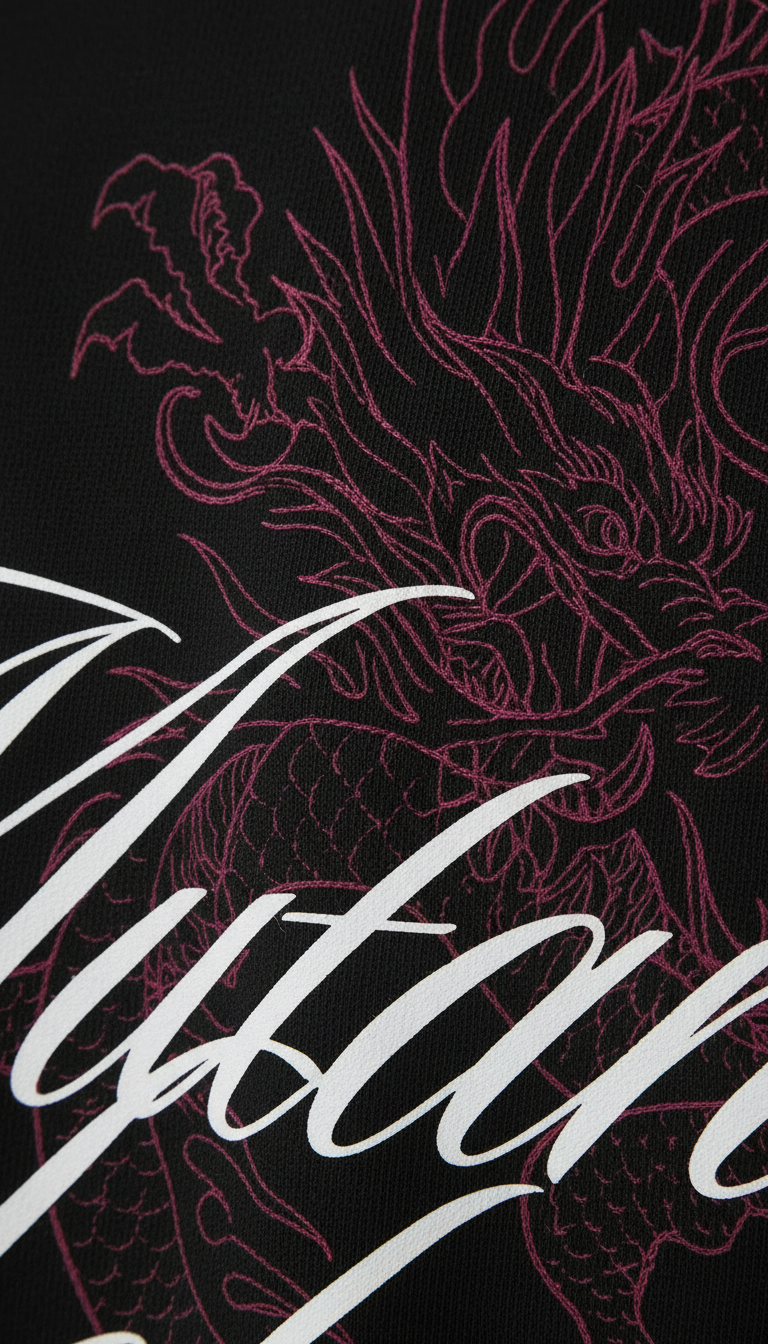 Dragon Script Oversized T-Shirt – Black Streetwear