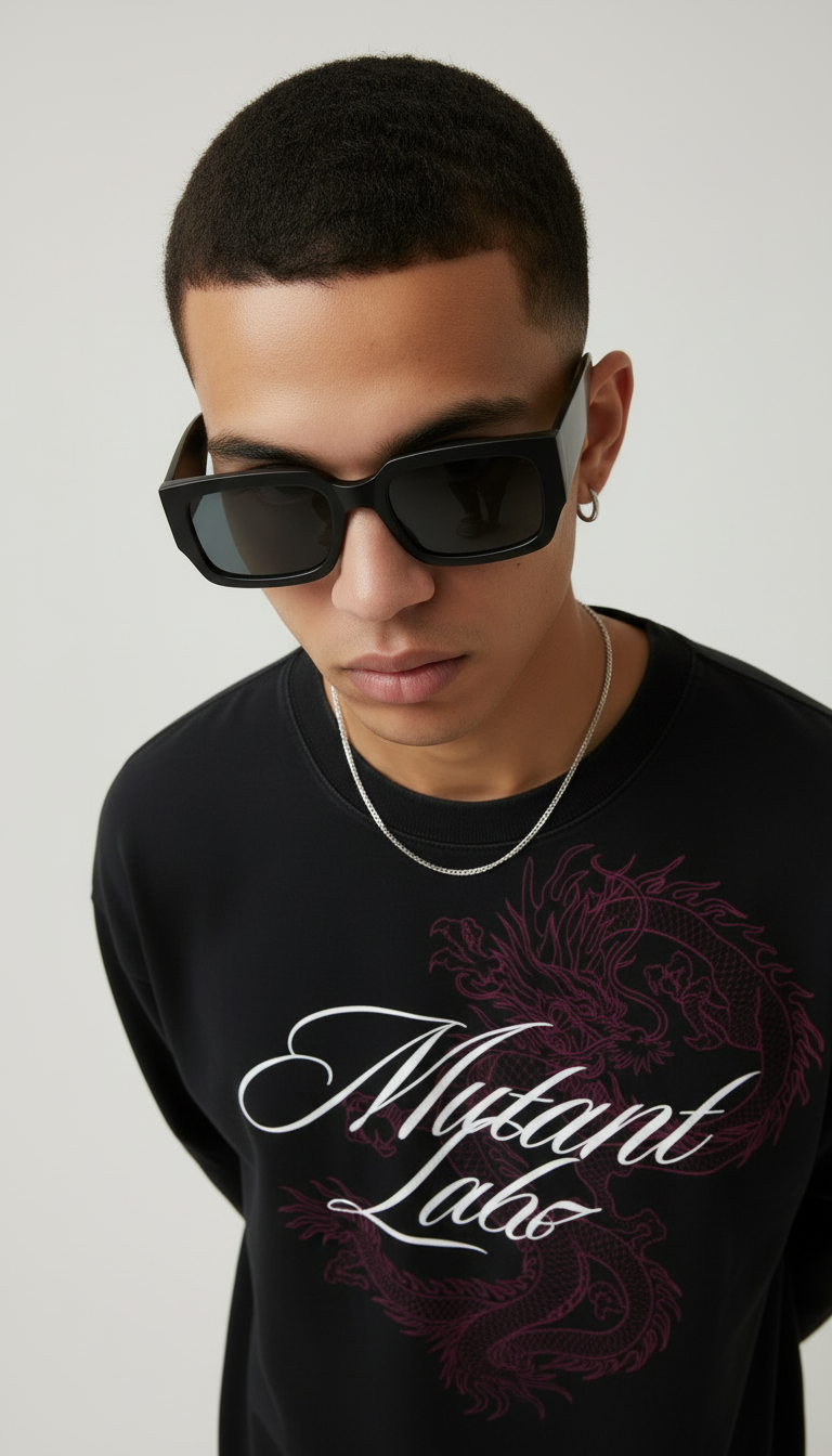 Dragon Script Oversized T-Shirt – Black Streetwear