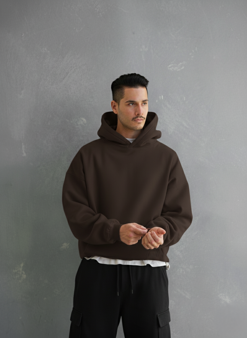 Get Back Up Oversized Chocolate Brown Hoodie