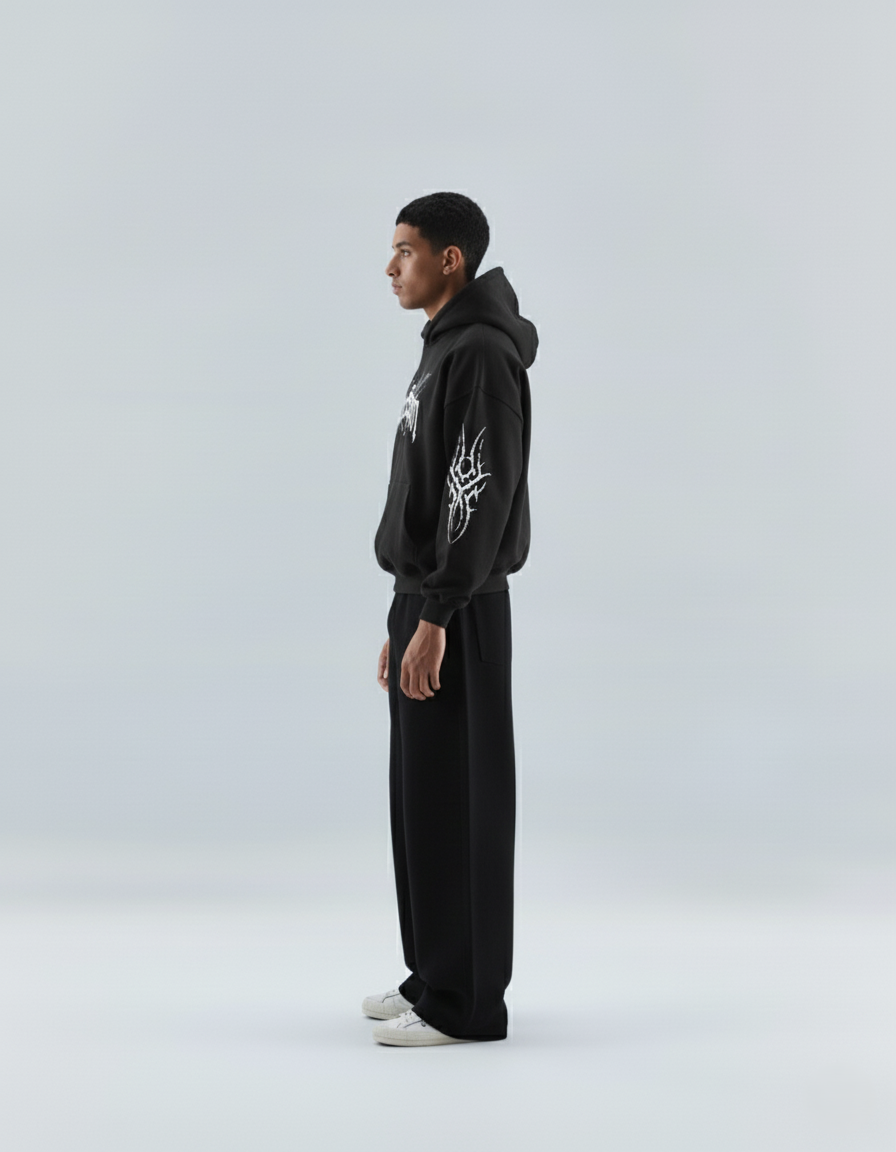 Silent Steppin'' Gothic Tribal Graphic Hoodie