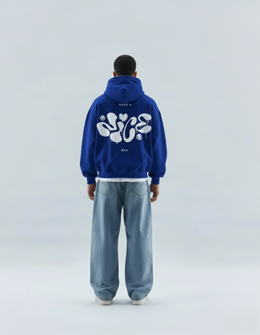 Have a Nice Day' Smiley Graphic Hoodie - Royal Blue