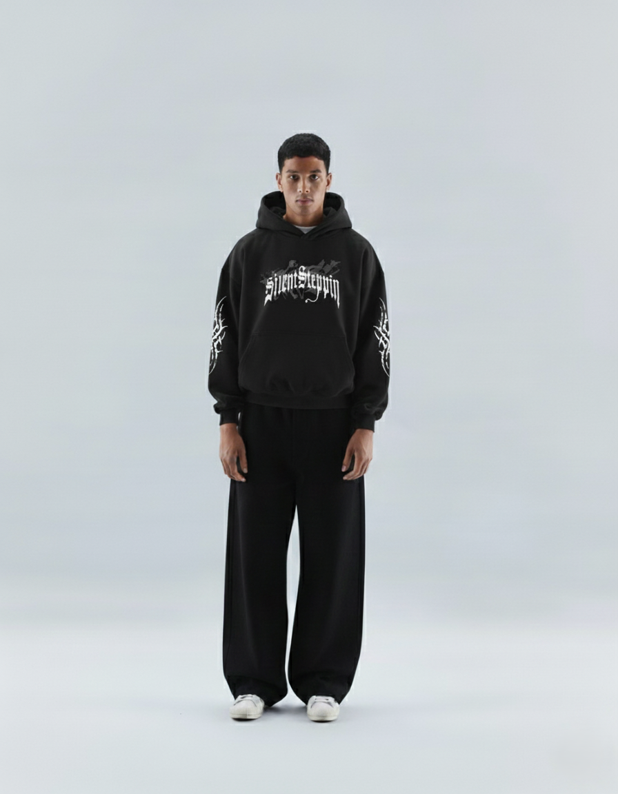 Silent Steppin'' Gothic Tribal Graphic Hoodie