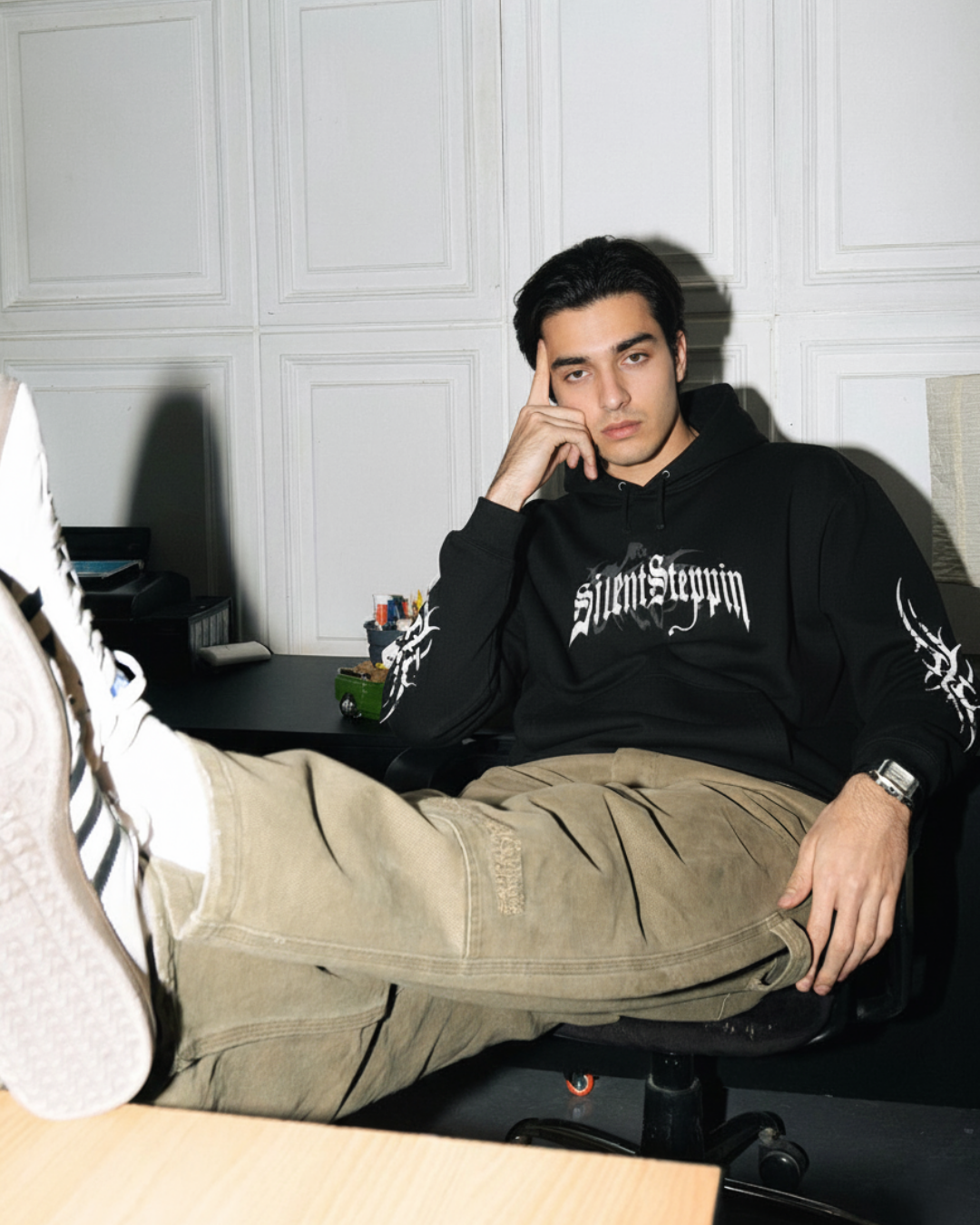 Silent Steppin'' Gothic Tribal Graphic Hoodie