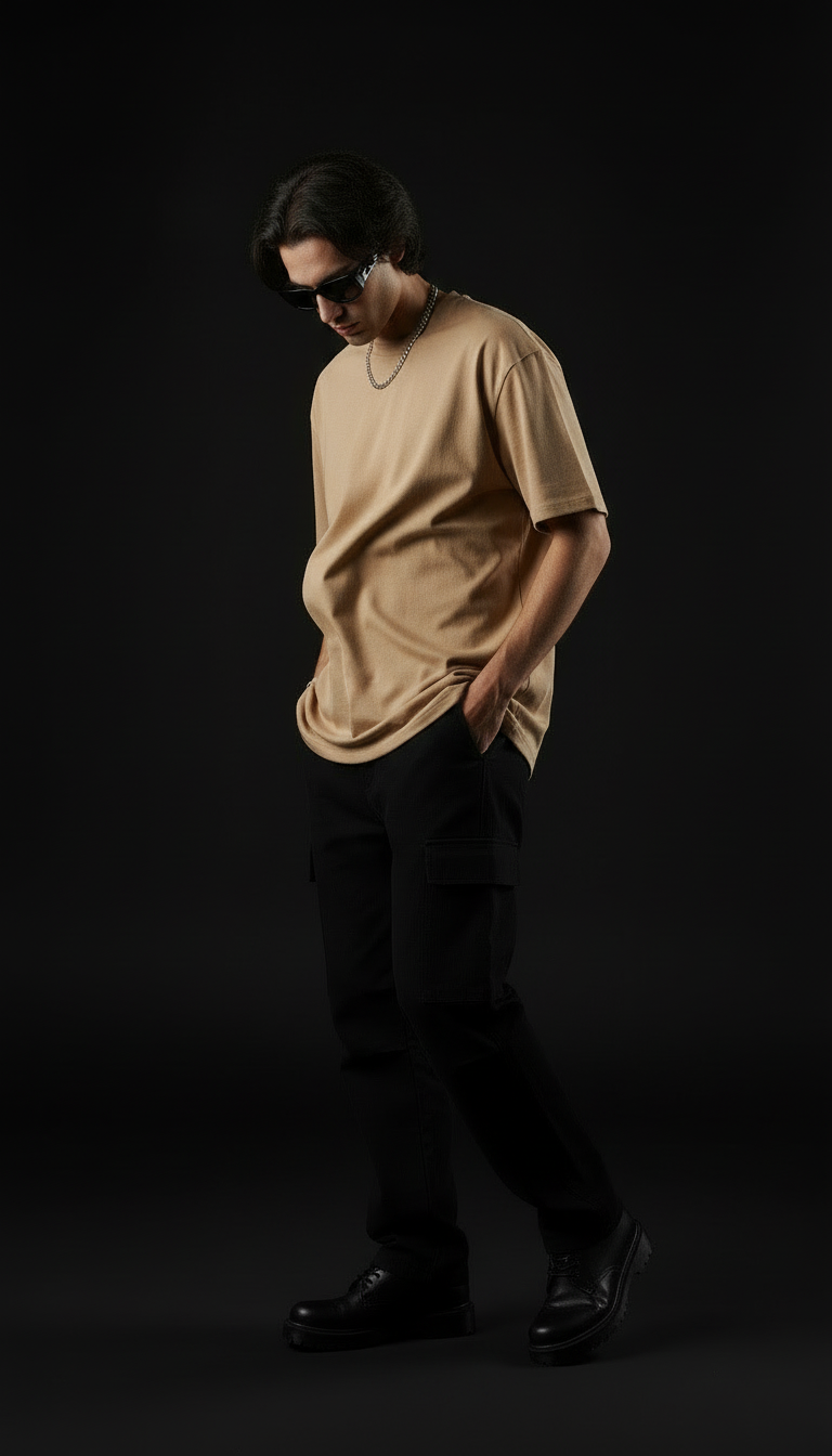 Beige – Plain Oversized T-Shirt