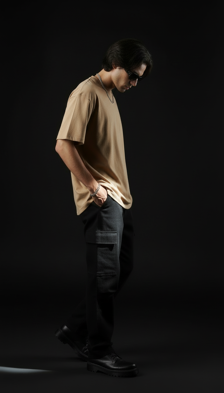 Beige – Plain Oversized T-Shirt