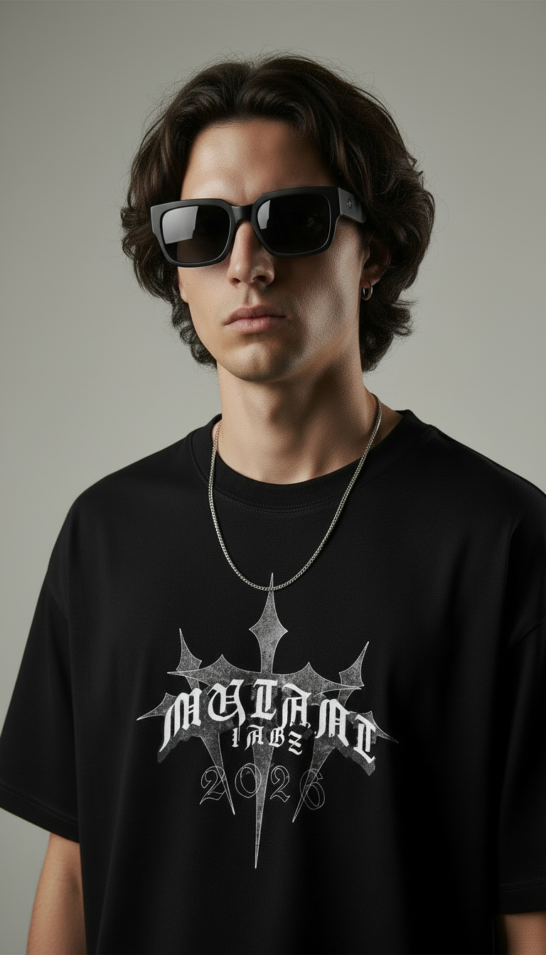 Mutant Labz 2026 Gothic Logo Oversized T-Shirt
