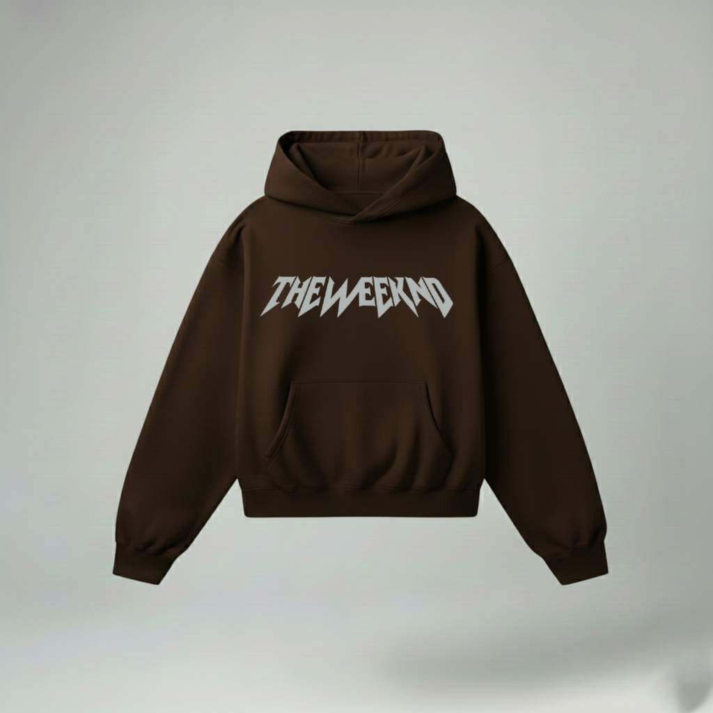 The Weeknd 'Dawn FM' Style Graphic Hoodie - Dark Brown
