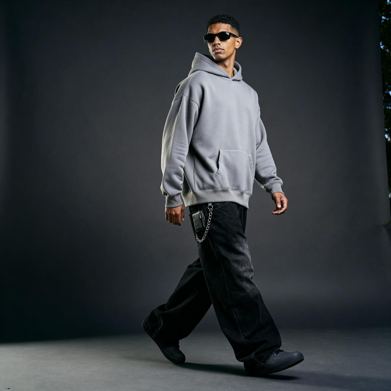 Bare Code Steel Grey Oversize Hoodie