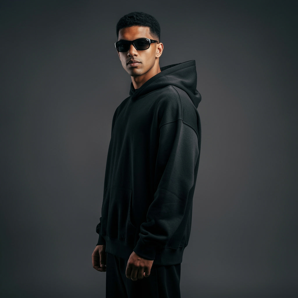Bare Code Matte Black Oversize Hoodie