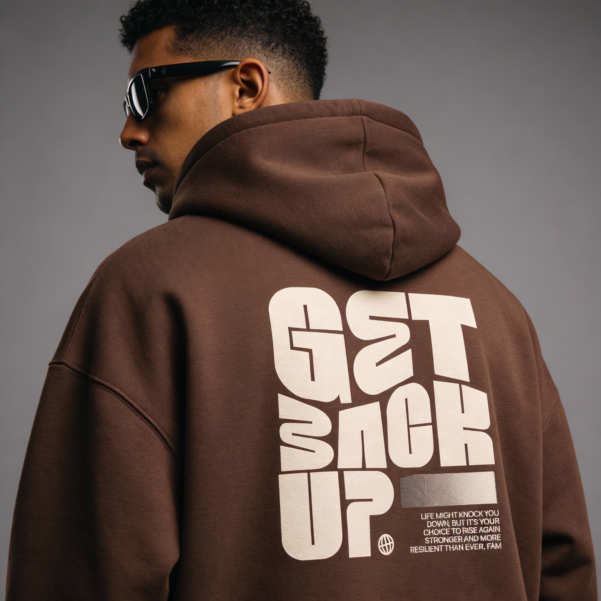 Get Back Up Oversized Chocolate Brown Hoodie