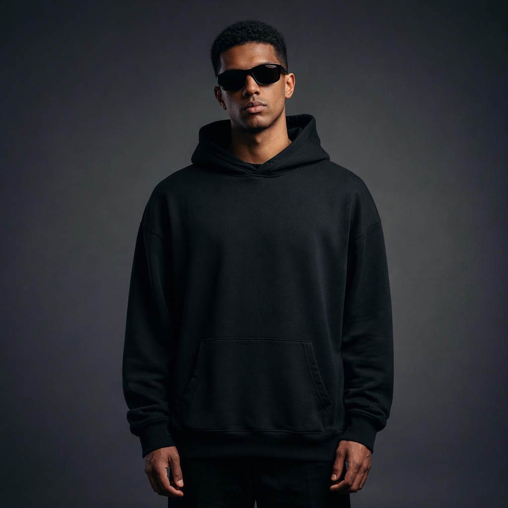 Bare Code Matte Black Oversize Hoodie