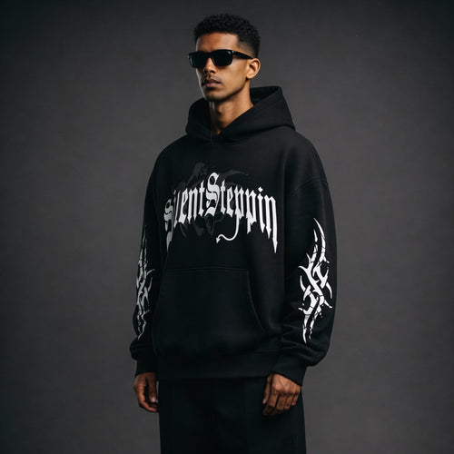 Silent Steppin'' Gothic Tribal Graphic Hoodie