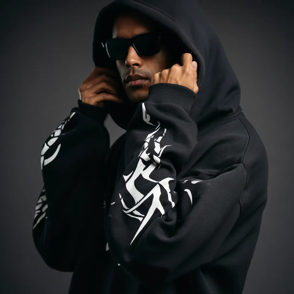 Silent Steppin'' Gothic Tribal Graphic Hoodie