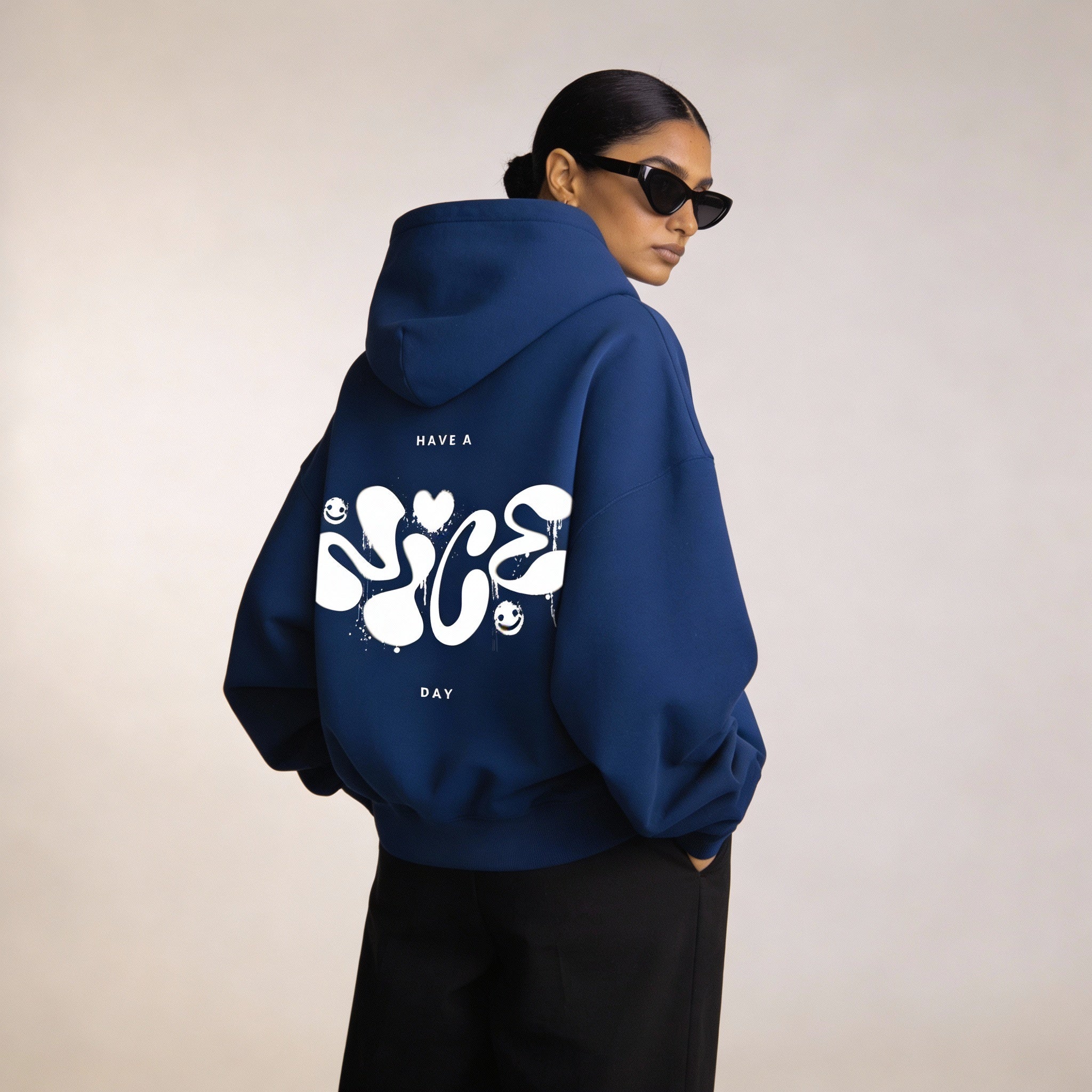 Have a Nice Day' Smiley Graphic Hoodie - Royal Blue