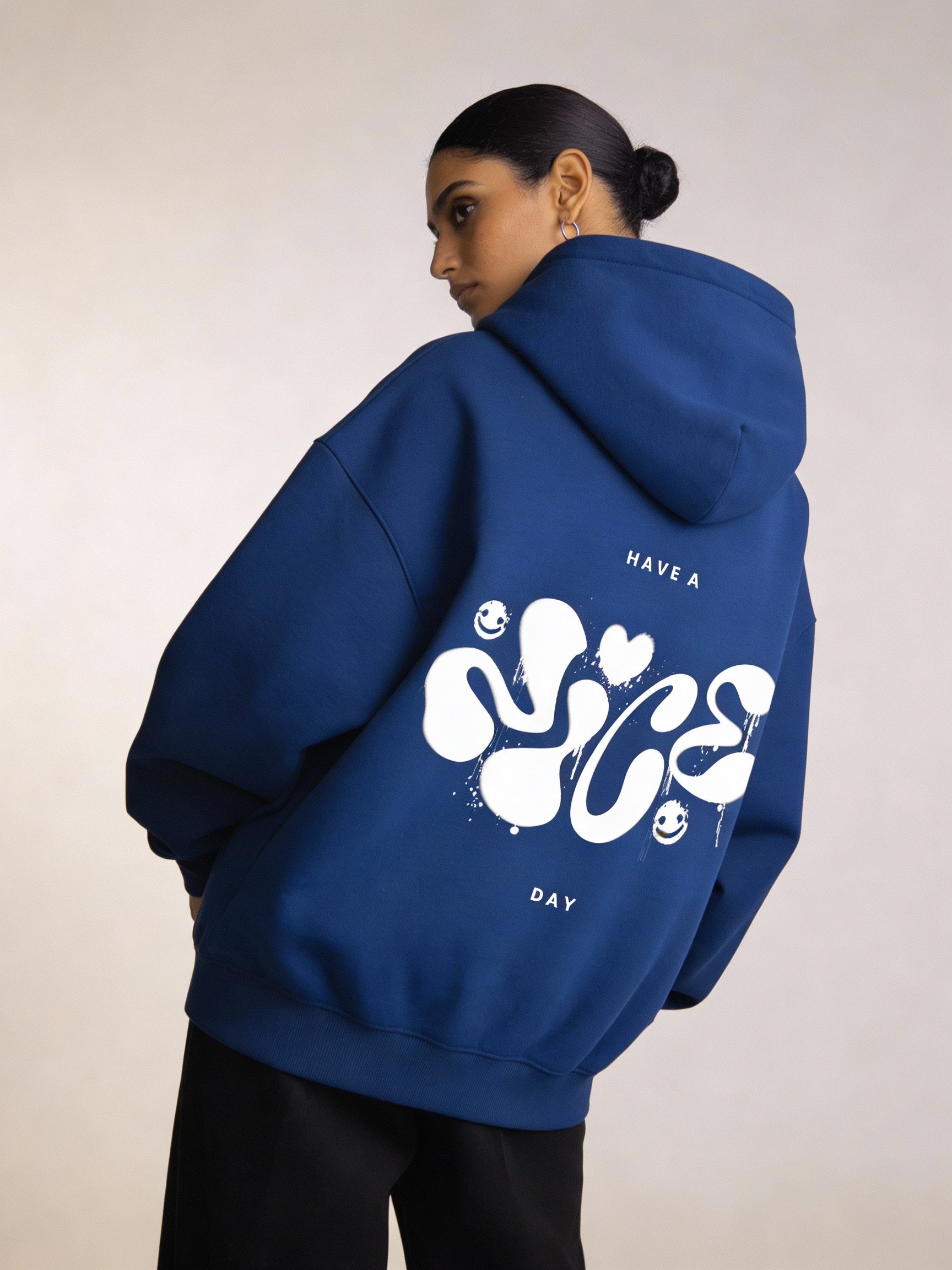 Have a Nice Day' Smiley Graphic Hoodie - Royal Blue