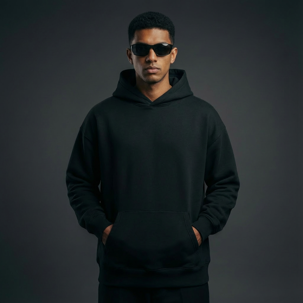 Bare Code Matte Black Oversize Hoodie