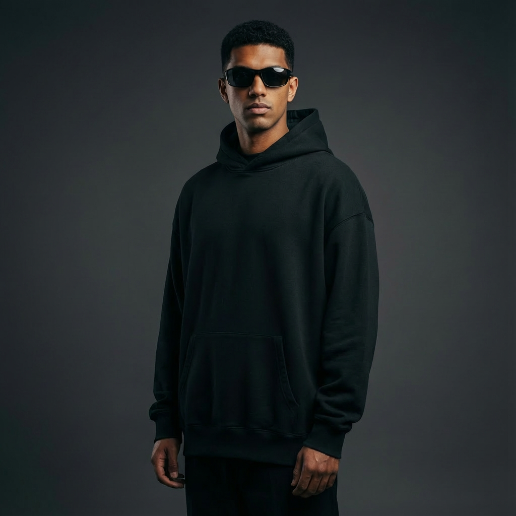 Bare Code Matte Black Oversize Hoodie