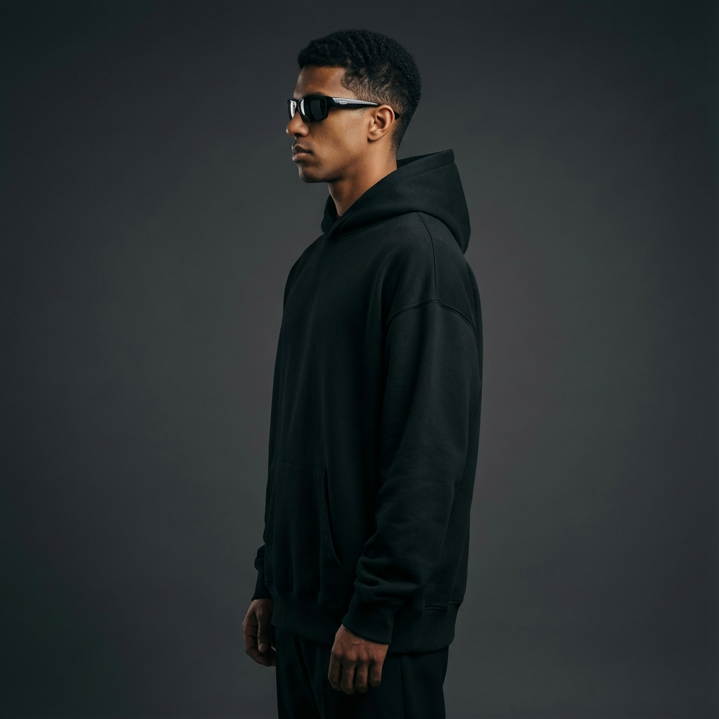 Bare Code Matte Black Oversize Hoodie