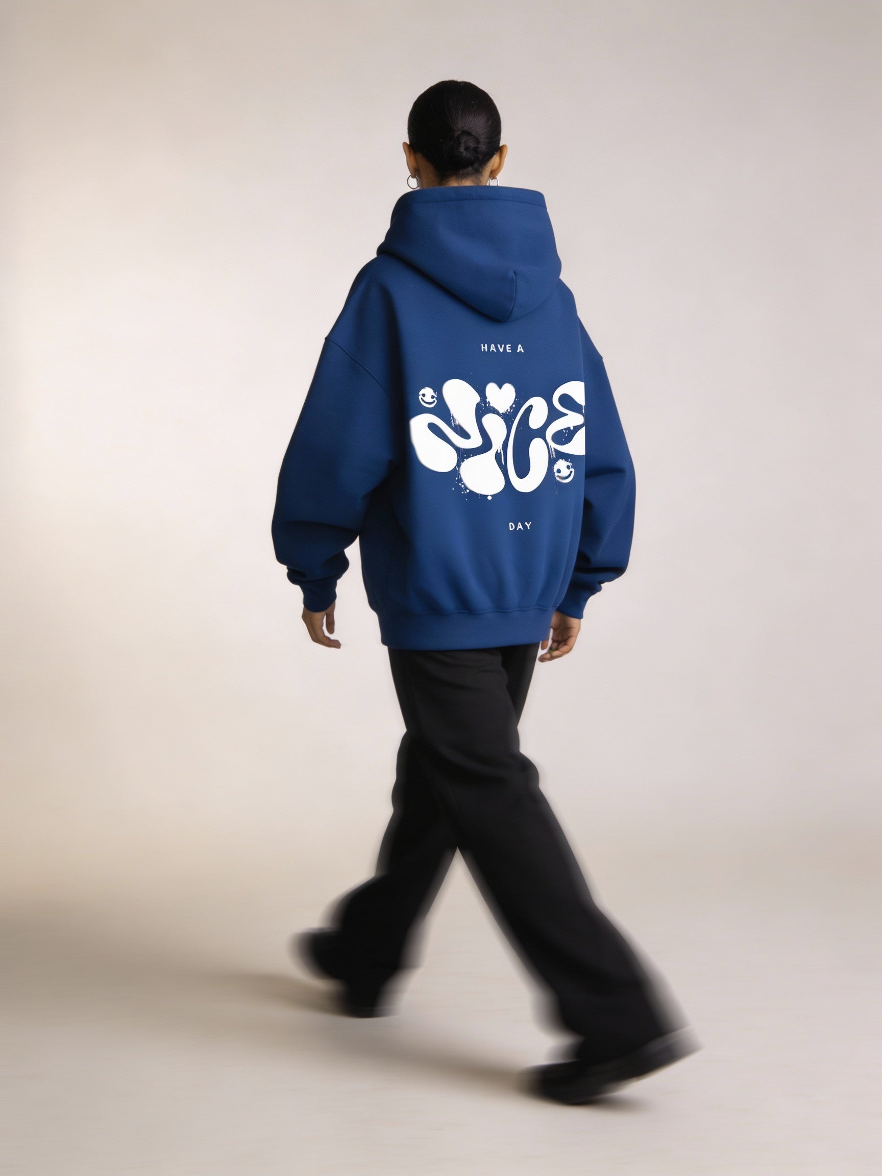 Have a Nice Day' Smiley Graphic Hoodie - Royal Blue