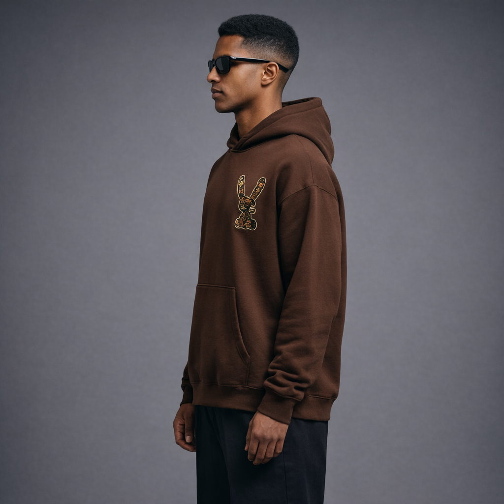 Rabbit's Reverie: Premium Brown Oversized Hoodie