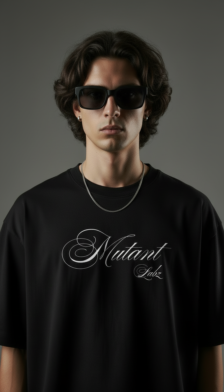 Black Oversized T-Shirt – Signature Script Edition