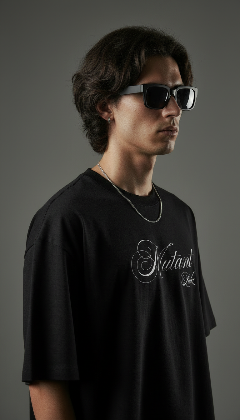 Black Oversized T-Shirt – Signature Script Edition