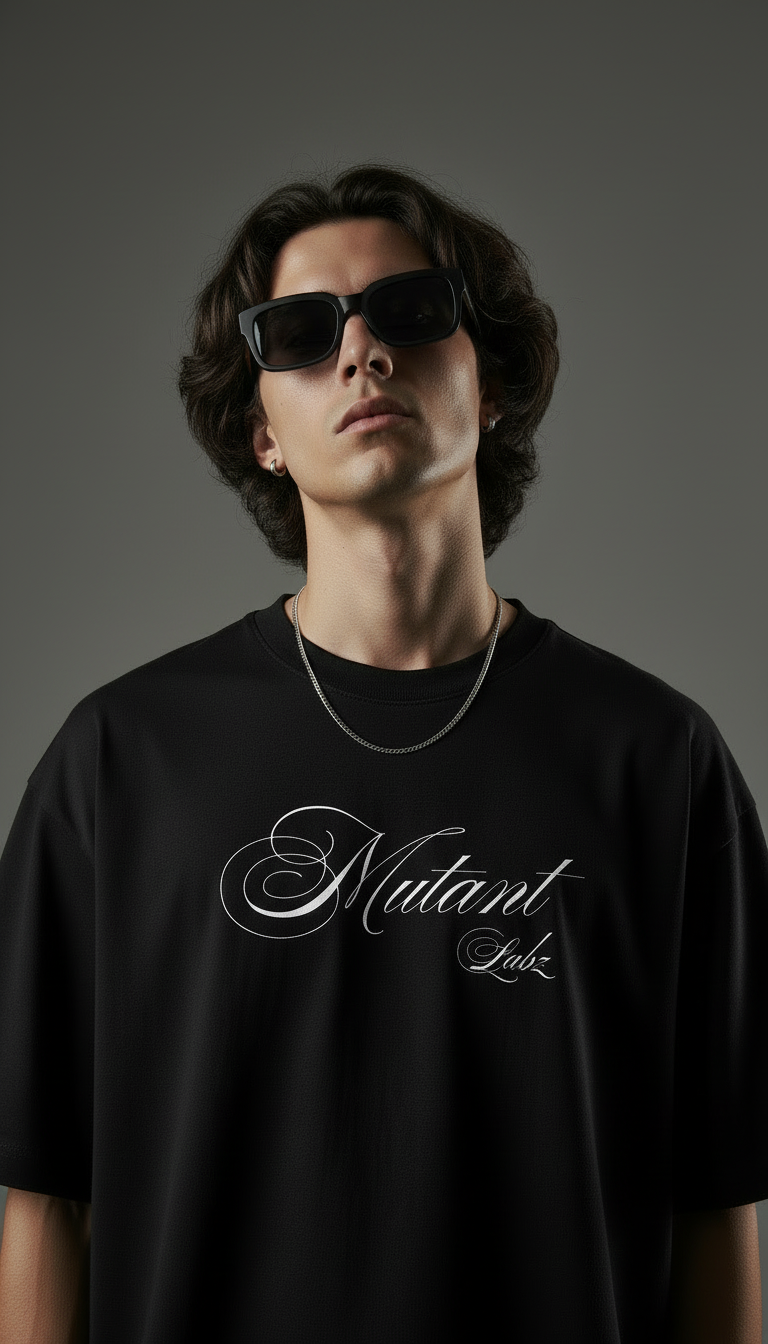 Black Oversized T-Shirt – Signature Script Edition