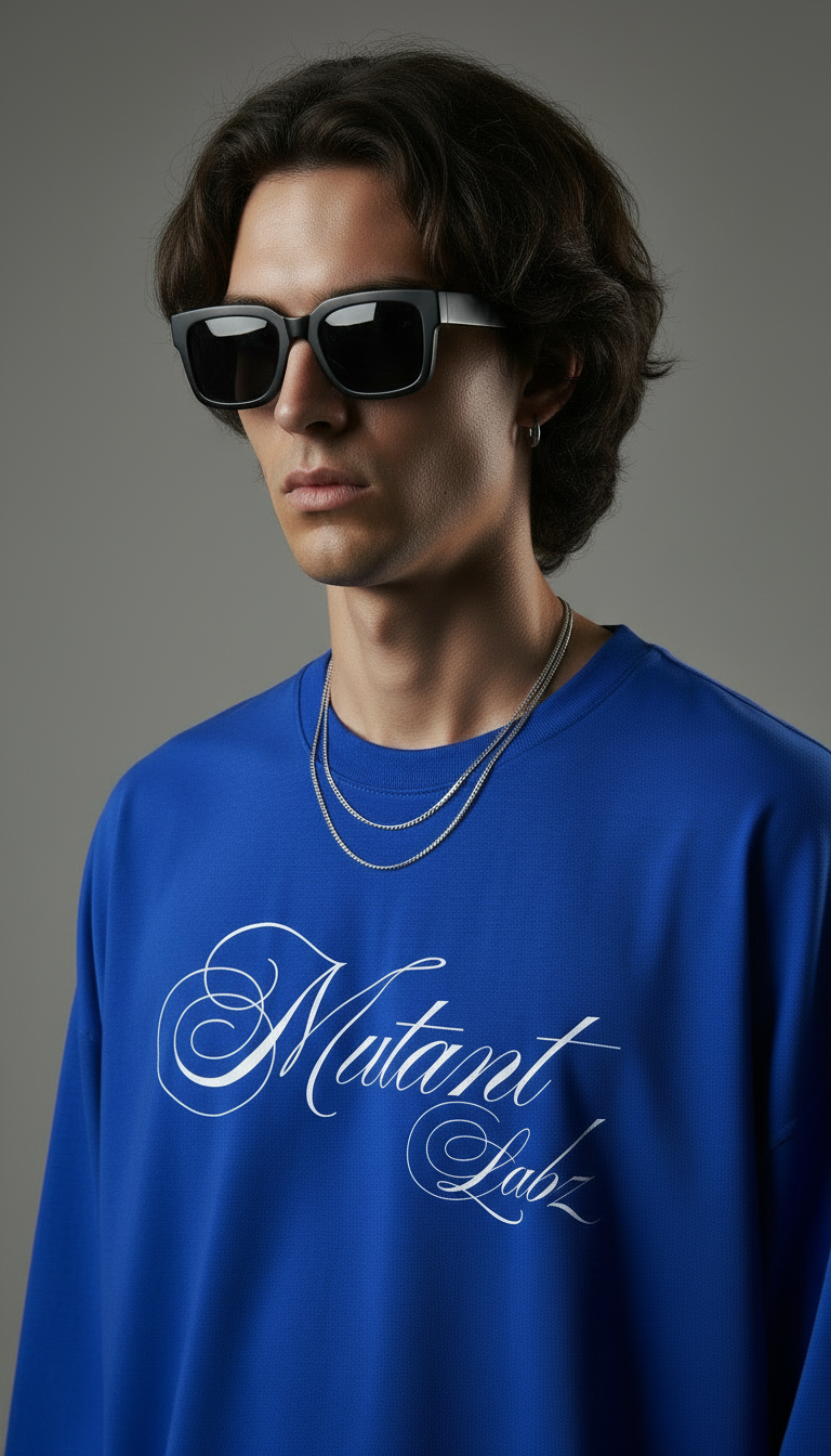 Royal Blue Oversized T-Shirt – Signature Script
