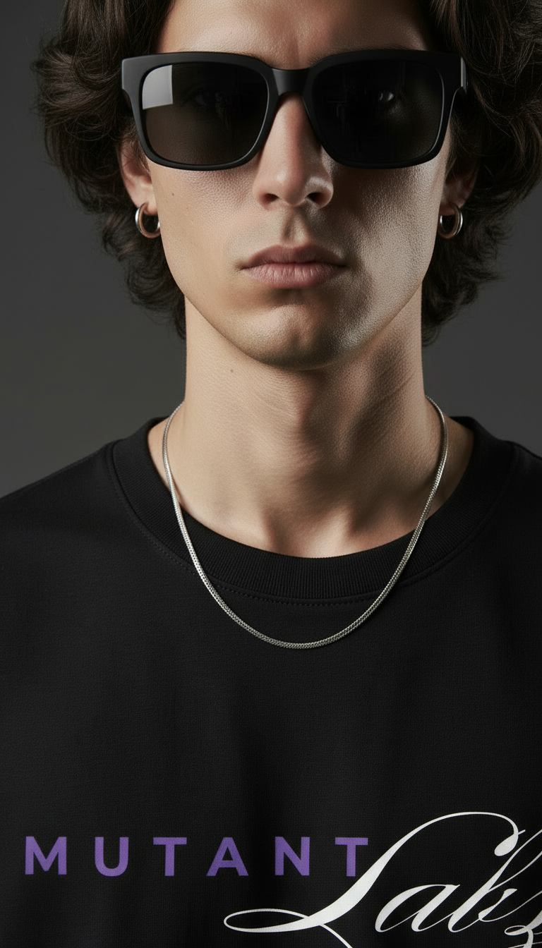 Black Oversized T-Shirt – Purple Script Edition