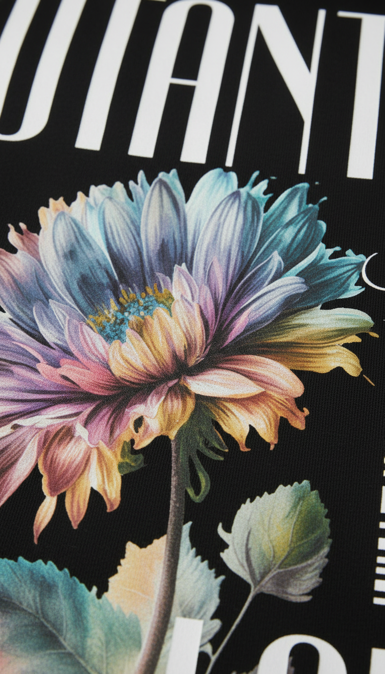 Black Oversized T-Shirt – Floral Graphic Streetwear